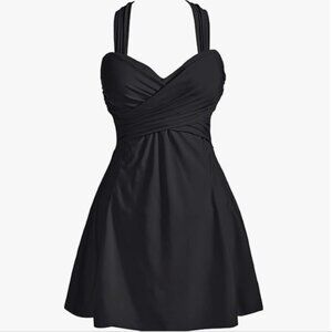 Black Plus Size Crossover Swimdress 3X
